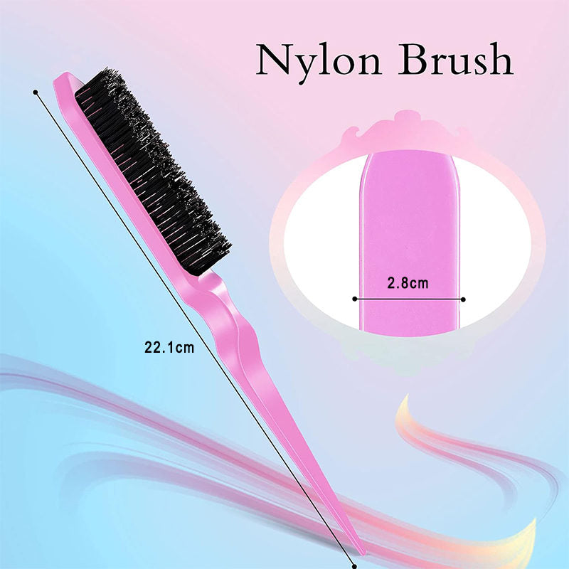 Beakey 3 Pcs Slick Back Hair Brush Set Bristle Hair Brush Edge Control Brush for Women Kids-Pink
