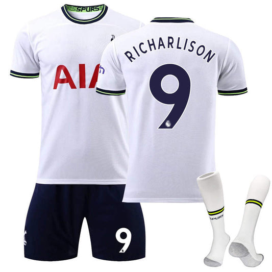 Beakey Tottenham Hotspur F.C. Home Jersey 2022-23 RICHARLISON #9 Soccer Jersey Kids Adult 3-Pieces Jersey Kits