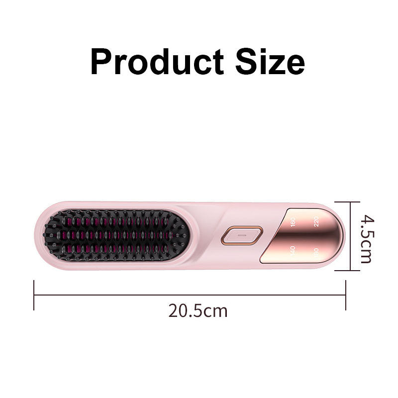 Beakey Cordless Hair Straightener Brush Negative Ion with 4 Temp Settings-Black