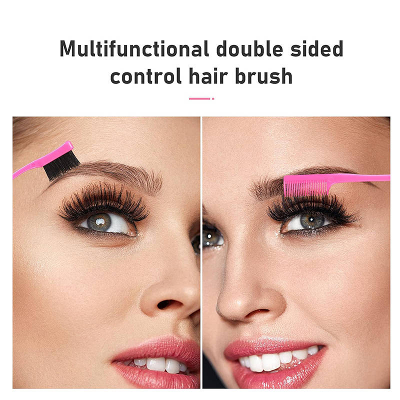 Beakey 12 Pieces Hair Brush Set Nylon Teasing Hair Brushes Rat Tail Combs with Duckbill Clips for Women-Pink