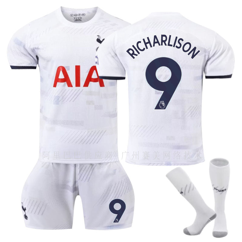 Beakey Spurs Home Jersey RICHARLISON #9 Soccer Jersey Kids Adult 3-Pieces Jersey Kits-White