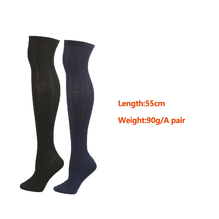 Beakey 2Packs Women Extra Long High Socks Knit Warmers Thick Tall Long Boot Stockings Leg-BlackNavy