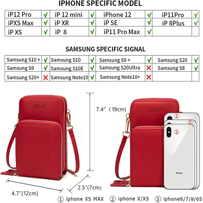 Beakey Crossbody Phone Bag for Women Small Shoulder Bag Cell Phone Wallet Purses and Handbags with 14 Credit Card Slots-Red