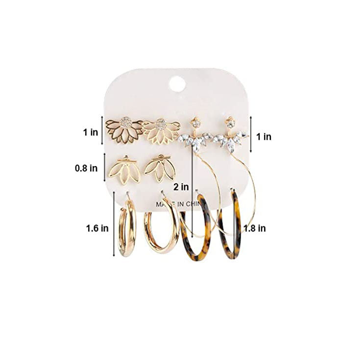 Beakey 6 Pairs Fashion Earrings Set with Tassel Dangle Hoop Earrings Colorful Statement Earrings Studs-(Style 12)