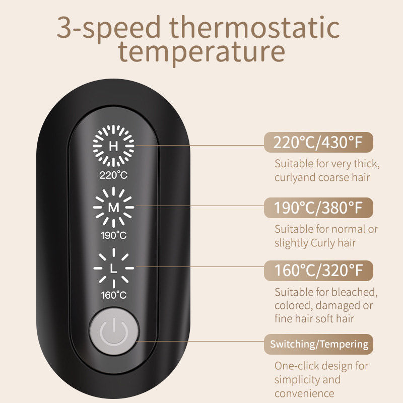 Beakey Portable Hair Straightener with 3 Temps Settings Rechargeable-White