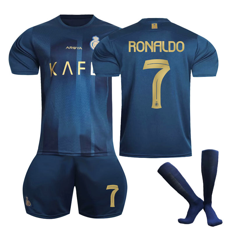 Beakey Riyadh Away Jersey RONALDO #7 Soccer Jersey Kids Adult 3-Pieces Jersey Kits