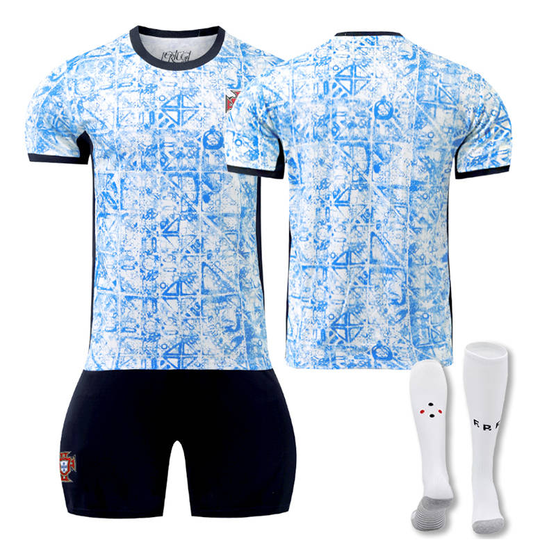 Beakey Portugal Away Jersey Soccer Jersey Kit Football T-shirt Set for Adult Kids