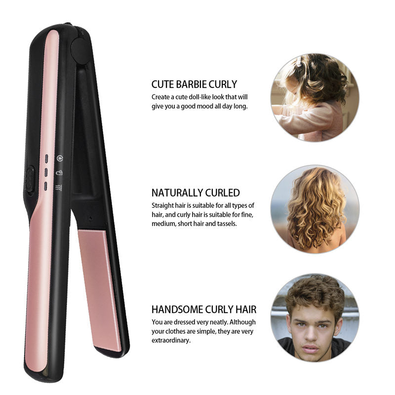 Beakey 2-in-1 Cordless Curler Straightener Negative Ion Get Frizz-Free-Black