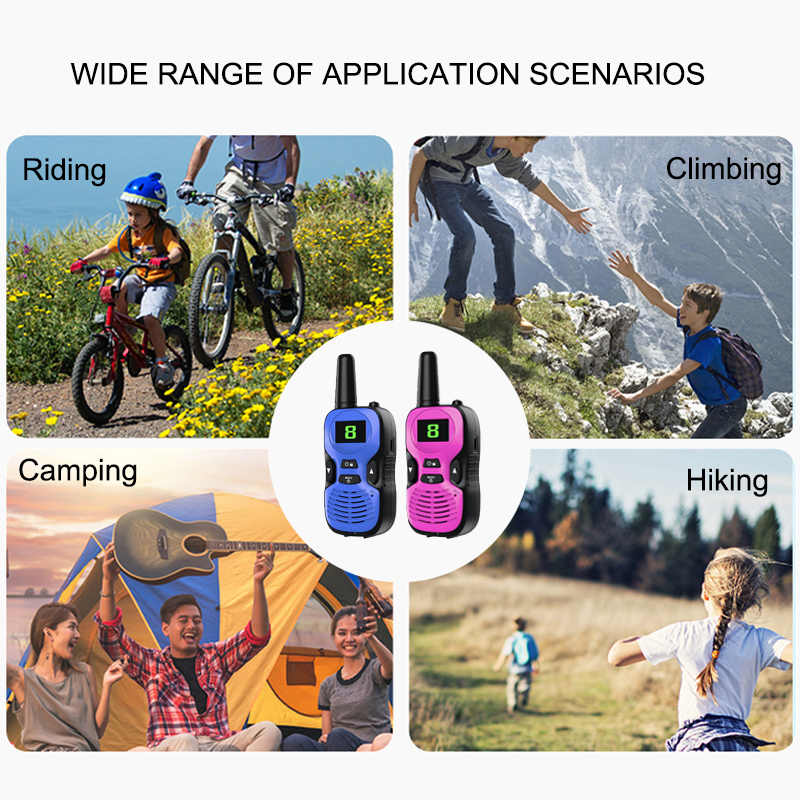 Beakey 2 Pcs Kids Walkie Talkies Rechargeable Long Range Camping Toys-BluePink