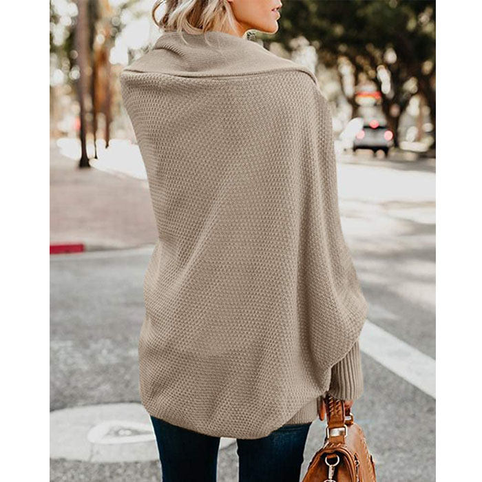 Beakey Women's Batwing Knitted Oversized Slouchy Solid Cardigan Sweater Knit Outwear-Khaki