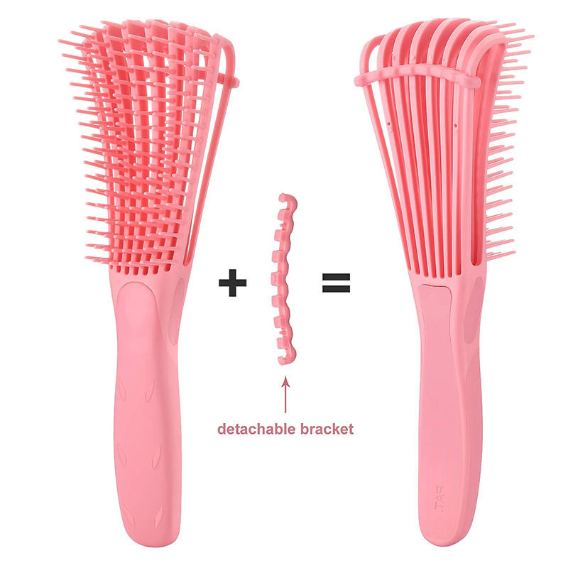 Beakey 2 Pack Detangling Brush for Curly Hair Detangler Brush for Wet Dry Long Thick Curly Hair-PinkGreen