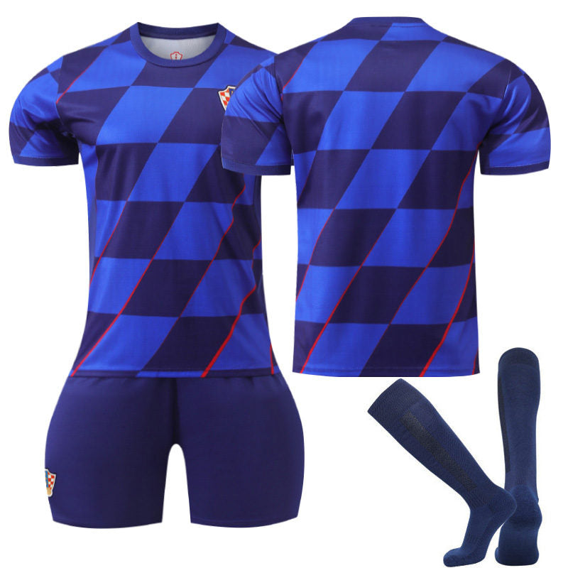 Beakey Croatia Away Jersey Soccer Jersey Kit Football T-shirt Set for Adult Kids