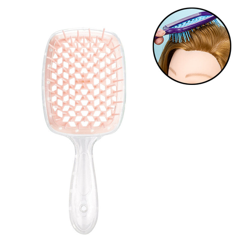Beakey Massage Hair Brush Wet & Dry Vented Detangling for All Hair Types-PinkClear