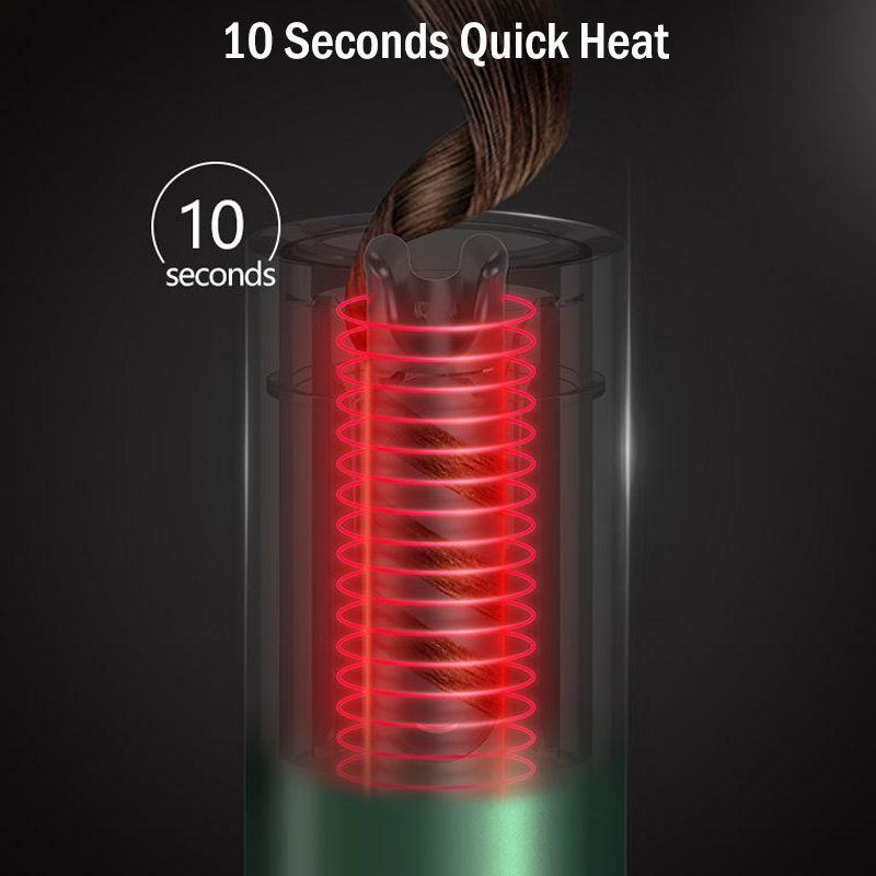 Beakey Auto Hair Curler Cordless Rechargeable LCD Display with 5 Temps-Red