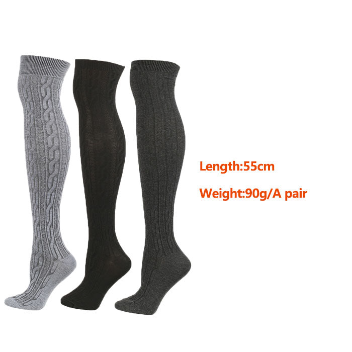 Beakey 3Packs Women Extra Long High Socks Knit Warmers Thick Tall Long Boot Stockings Leg-BlackGrayDarkGray