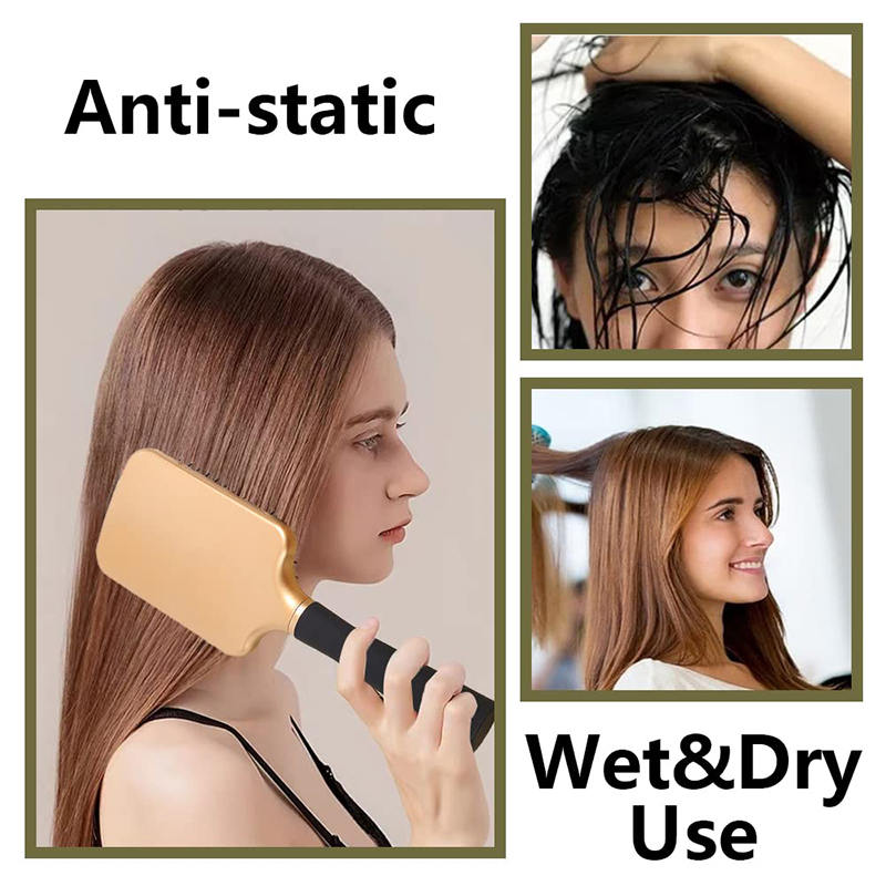 Beakey 4 Pcs Hair Brush Anti Static Massage Oval Comb for Women Men-Gold