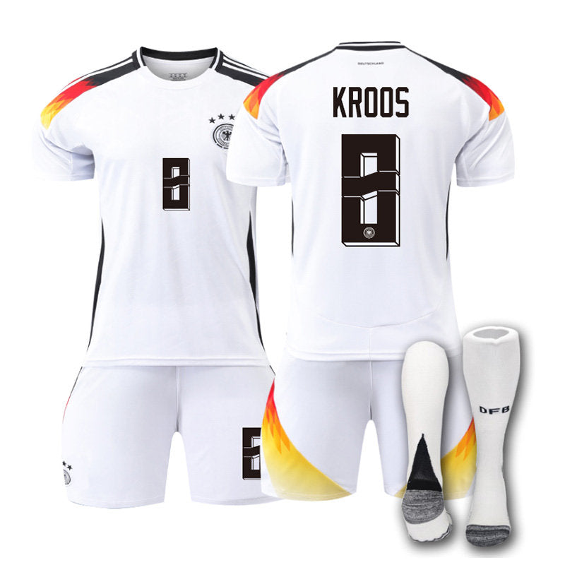 Beakey KROOS #8 Germany Home Jersey Soccer Jersey Kit Football T-shirt Set for Adult Kids