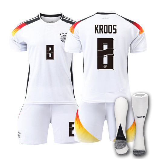 Beakey KROOS #8 Germany Home Jersey Soccer Jersey Kit Football T-shirt Set for Adult Kids