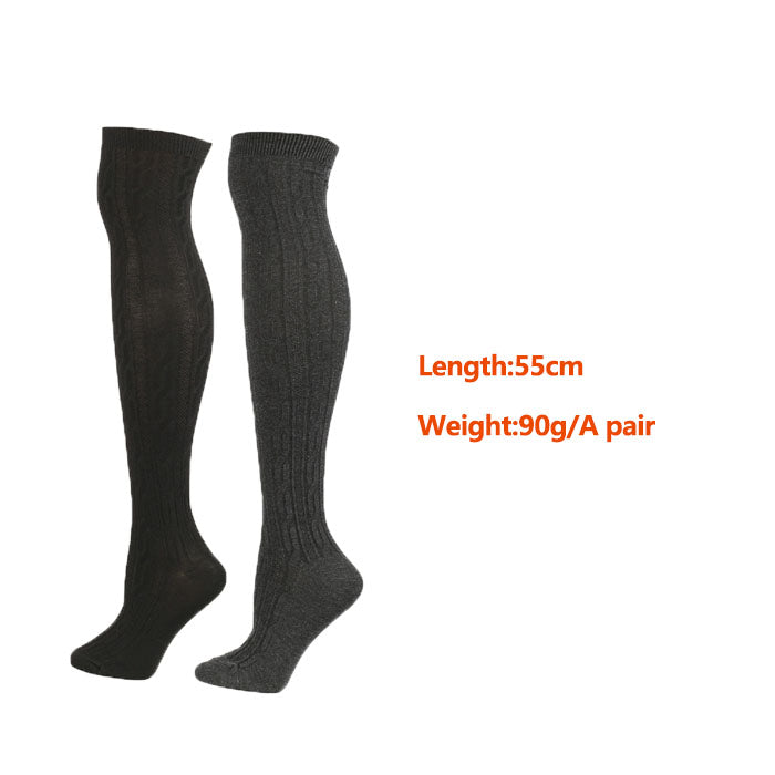 Beakey 2Packs Women Extra Long High Socks Knit Warmers Thick Tall Long Boot Stockings Leg-BlackDarkGray