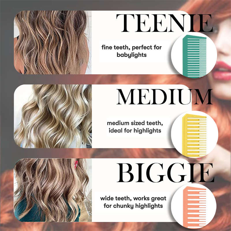 Beakey 3 Pcs Highlighting Combs 3 Sizes with Rat Tail Perfect for Salon-Set8