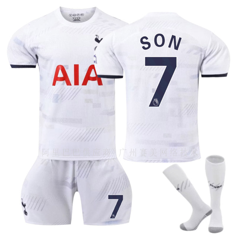 Beakey Spurs Home Jersey SON #7 Soccer Jersey Kids Adult 3-Pieces Jersey Kits-White