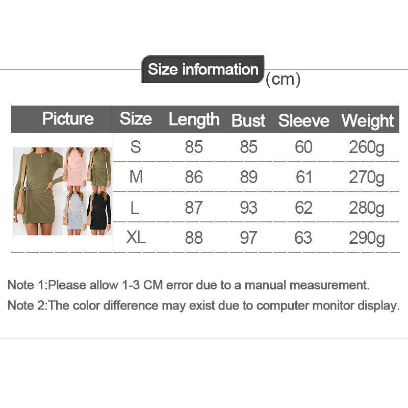 Beakey Women's Long Sleeve Tie Waist Dress Ruched Bodycon Short Dresses-Black
