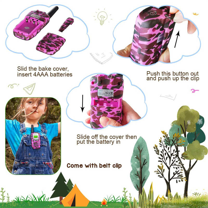 Beakey 4 Pcs Kids Walkie Talkies with Flashlight Radio Distance 3000m