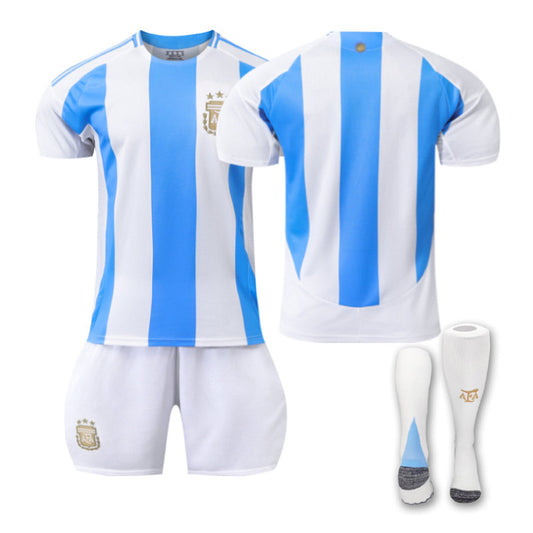 Beakey Argentina Home Jersey Soccer Jersey Kit Football T-shirt Set for Adult Kids