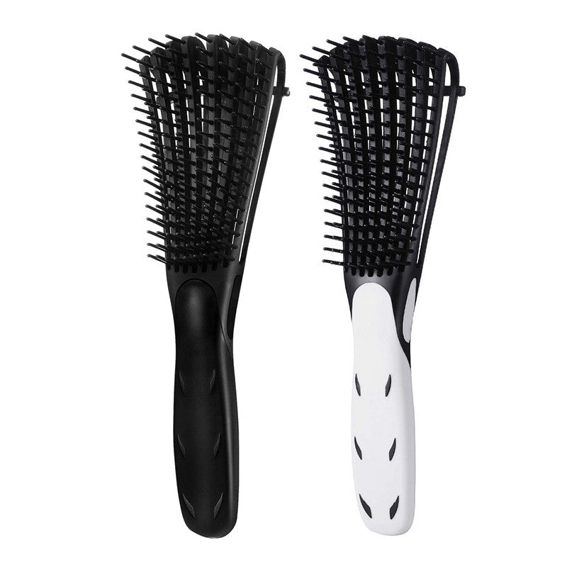 Beakey 2 Pack Detangling Brush for Curly Hair Detangler Brush for Wet Dry Long Thick Curly Hair-BlackWhite