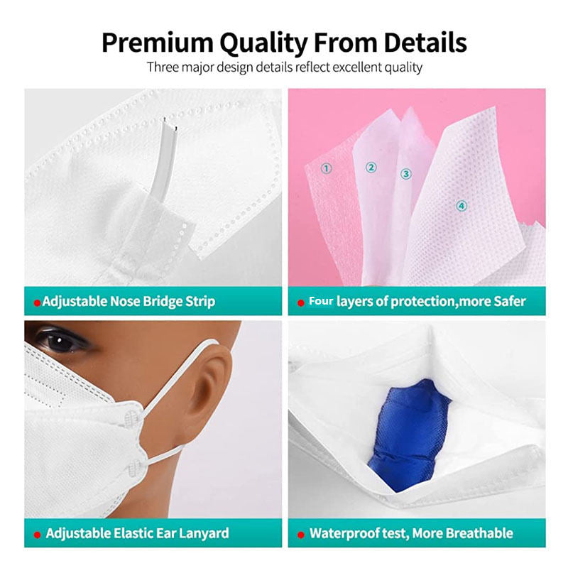 Beakey 4-Ply Breathable 3D Face Masks 50 Pcs for Adults-Black