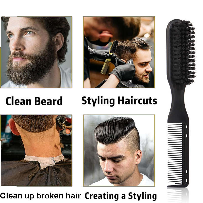 Beakey 2 in 1 Hair Brush Comb Dual Heads Hairdressing Tools for Men-Black