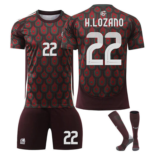 Beakey H.LOZANO #22 Mexico Home Jersey Soccer Jersey Kit Football T-shirt Set for Adult Kids