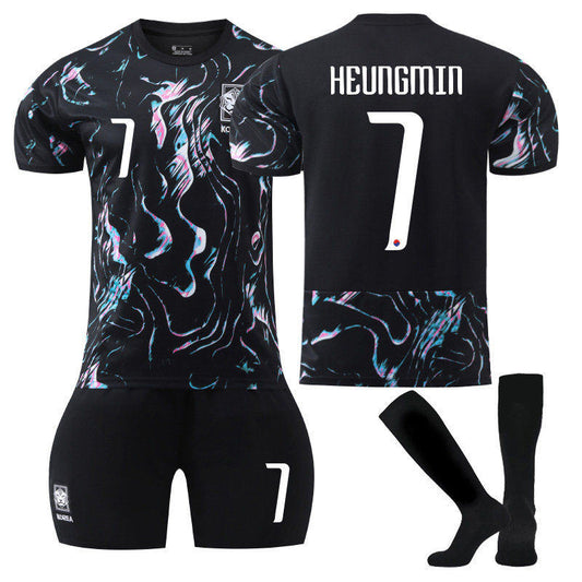 Beakey HEUNGMIN #7 Korea Away Jersey Soccer Jersey Kit Football T-shirt Set for Adult Kids