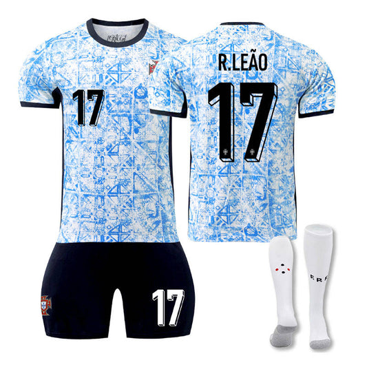 Beakey R.LEAO #17 Portugal Away Jersey Soccer Jersey Kit Football T-shirt Set for Adult Kids