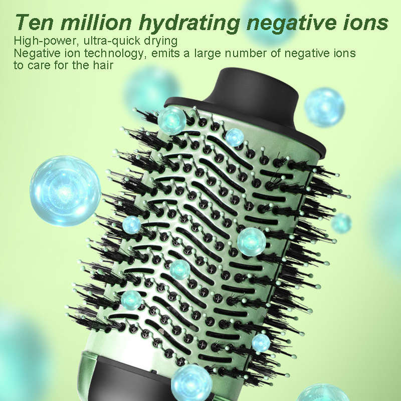 Beakey Blow Dryer Brush with Negative Ions & 3 Temps for All Hair Types-Green