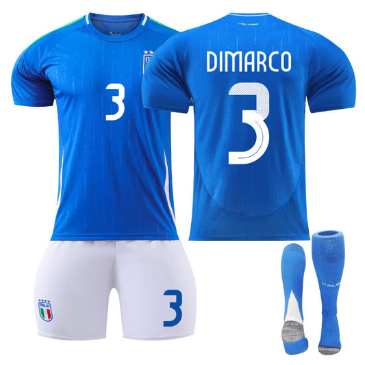 Beakey DIMARCO #3 Italy Home Jersey Soccer Jersey Kit Football T-shirt Set for Adult Kids