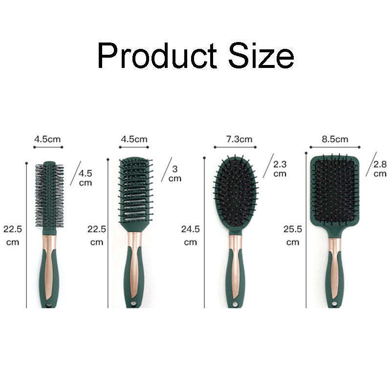 Beakey 4 Pcs Hair Brush Anti Static Massage Oval Comb for Women Men-Green L