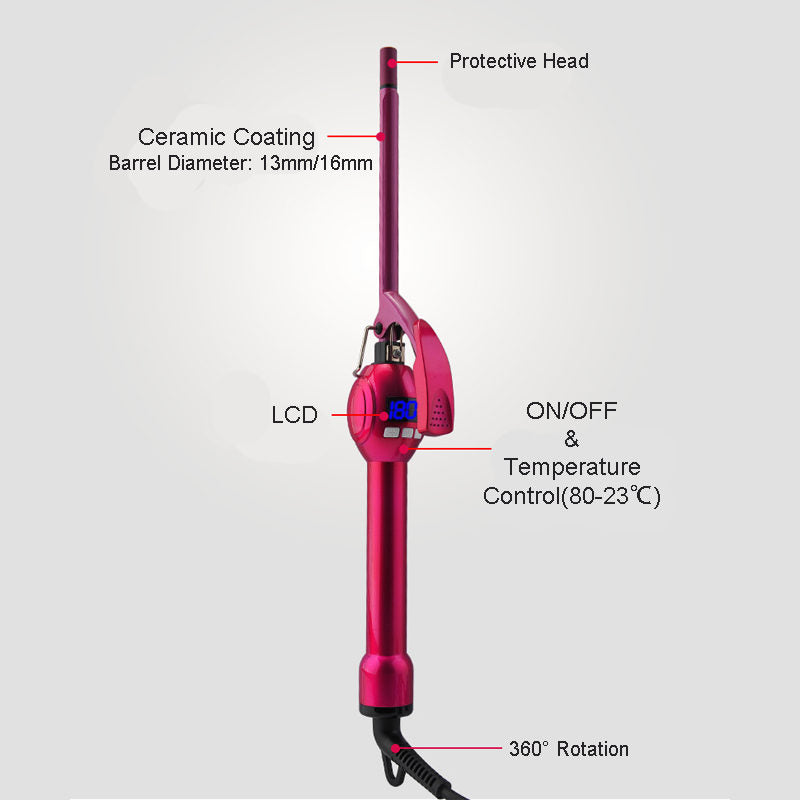 Beakey Ceramic Curling Iron with Adjustable Temperature for Short Long Hair