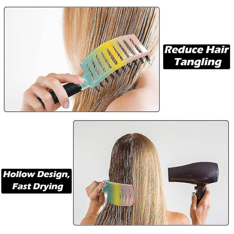 Beakey Hair Detangling Brush Fast Drying Styling Massage Hairbrush for Long Thick Curly Tangled Hair-Rainbow