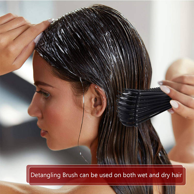 Beakey 2 Pack Detangling Brush for Curly Hair Detangler Brush for Wet Dry Long Thick Curly Hair-BlackWhite