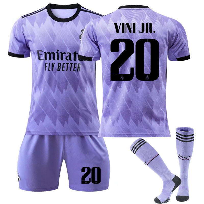 Beakey VINI JR #20 Real Madrid Club Away Jersey 2022/23 Soccer Jersey Kit For Adult Kids