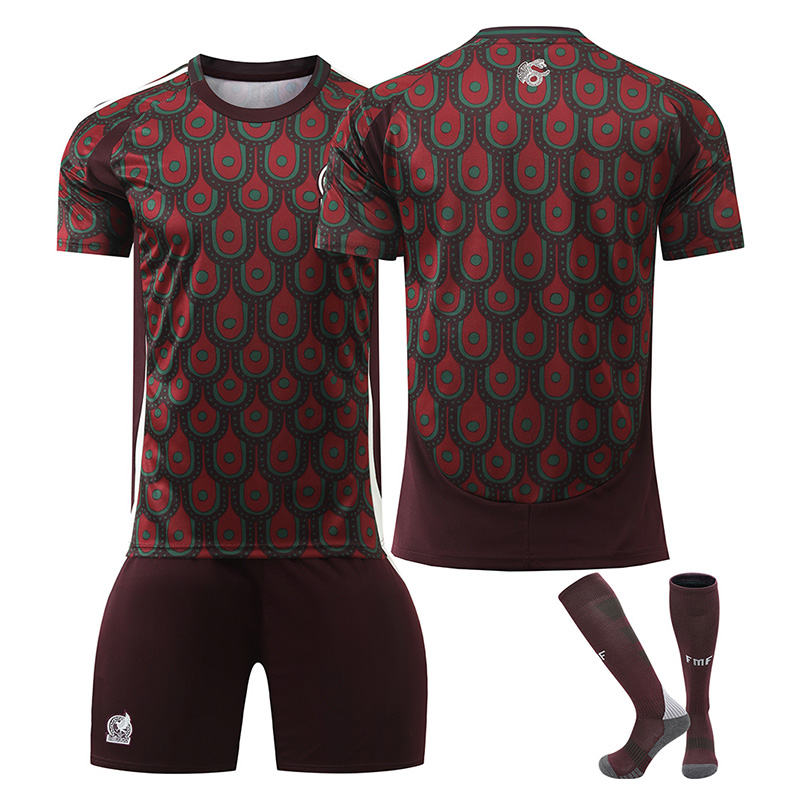 Beakey Mexico Home Jersey Soccer Jersey Kit Football T-shirt Set for Adult Kids