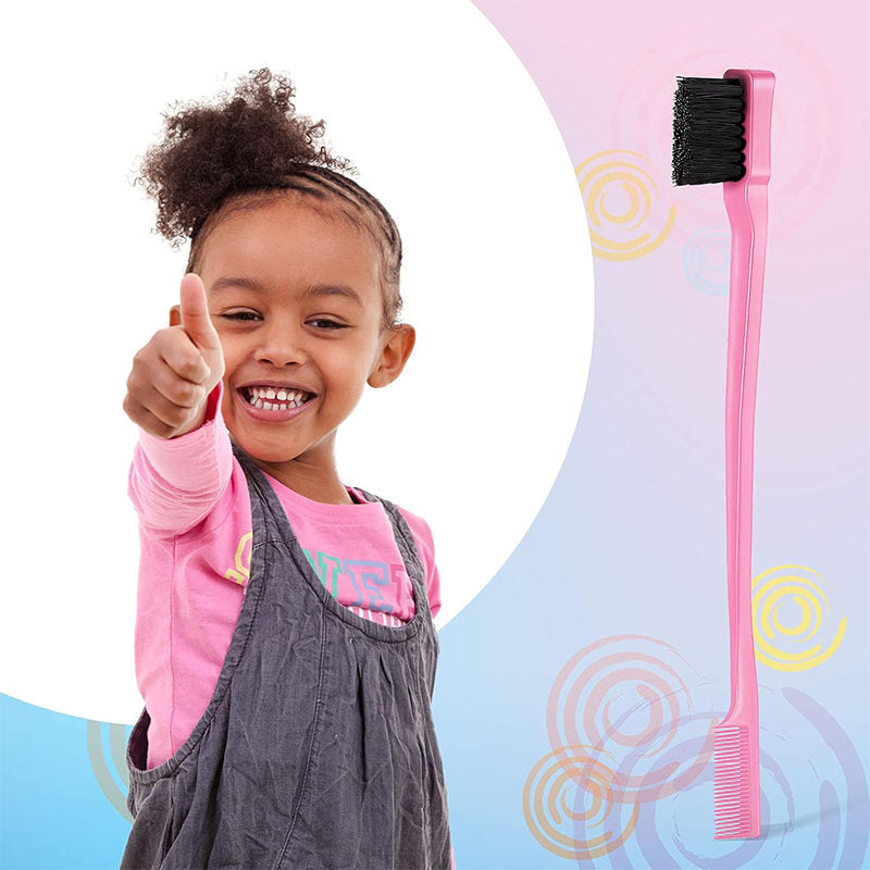 Beakey 3 Pcs Slick Back Hair Brush Set Bristle Hair Brush Edge Control Brush for Women Kids-Pink