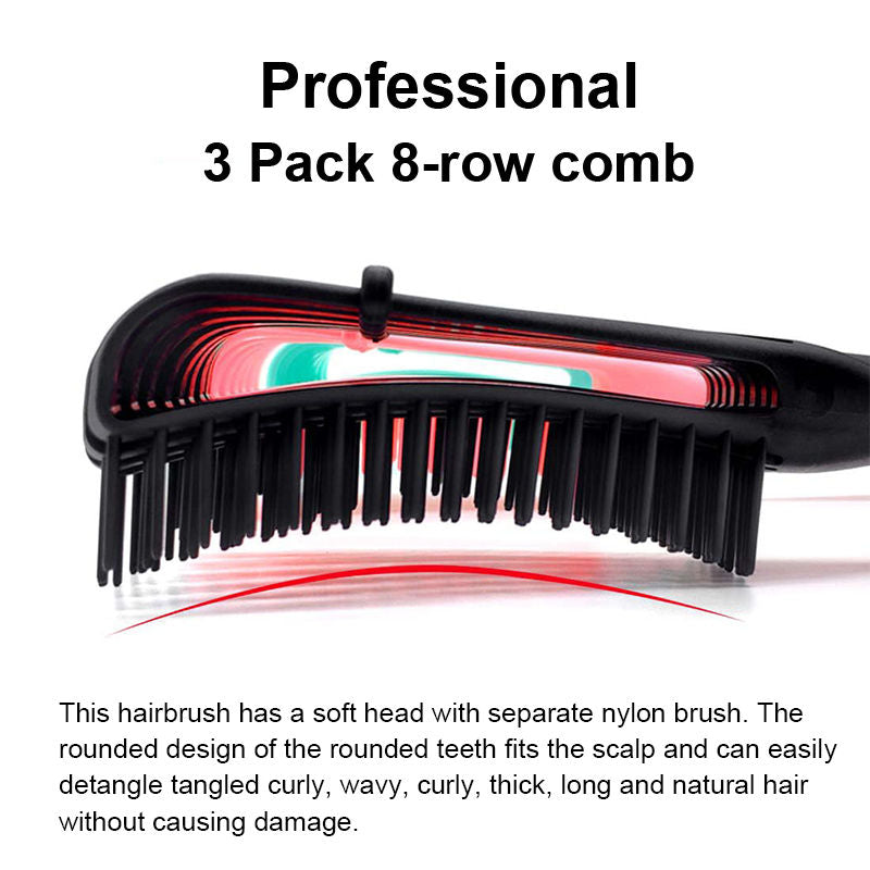 Beakey 3Pcs Detangling Brush for Afro American/African Textured 3a to 4c Kinky Scalp Massaging Knot Remover Comb-SetA