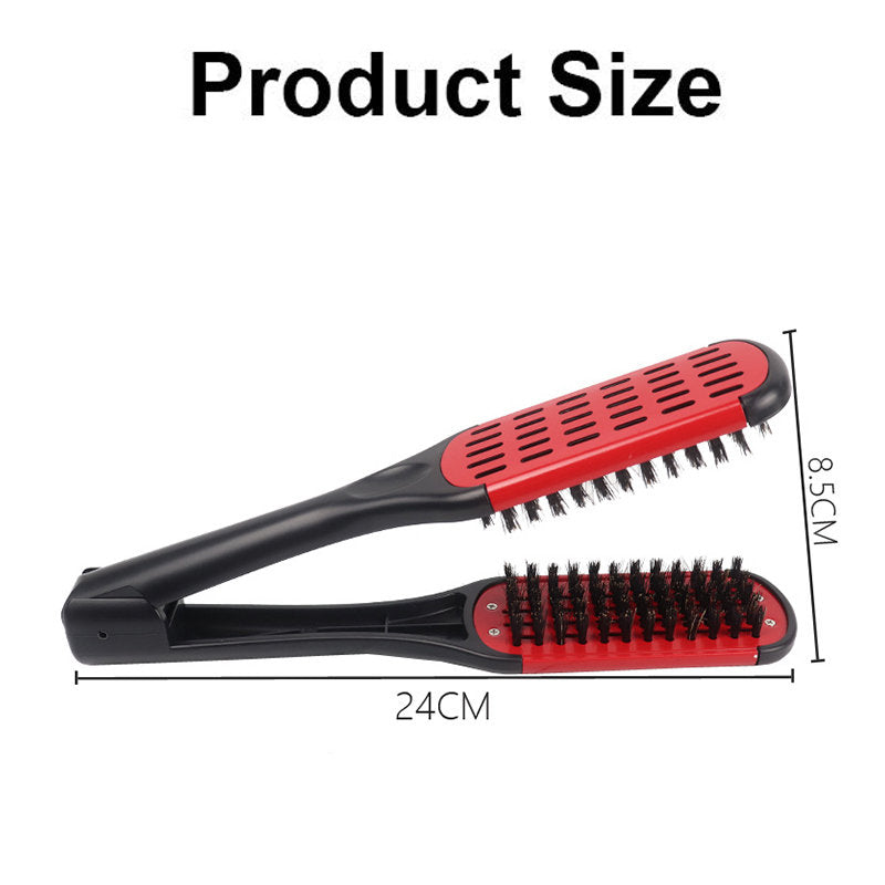 Beakey Boar Bristle Hair Brush Double Sided for Straightening Curling-Red