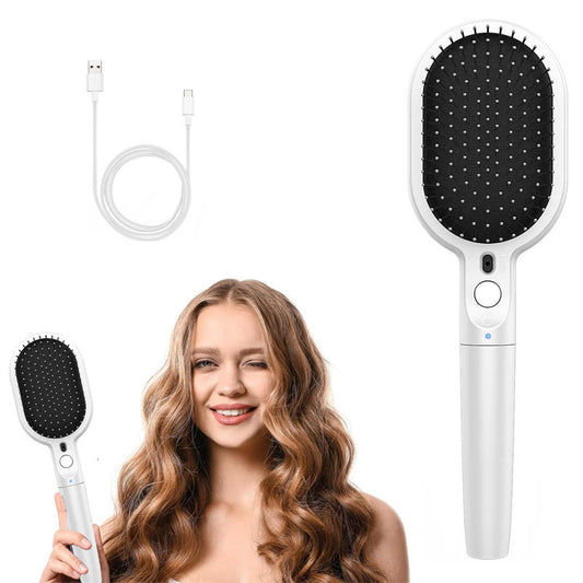 Beakey Vibratio Hair Brush with Negative Ionic for Detangling Frizzy-White