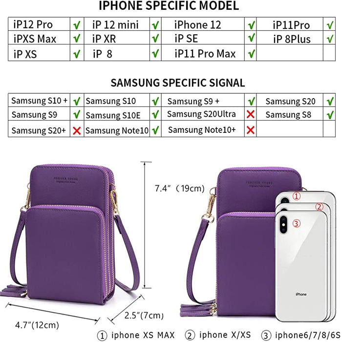 Beakey Crossbody Phone Bag for Women Small Shoulder Bag Cell Phone Wallet Purses and Handbags with 14 Credit Card Slots-Purple