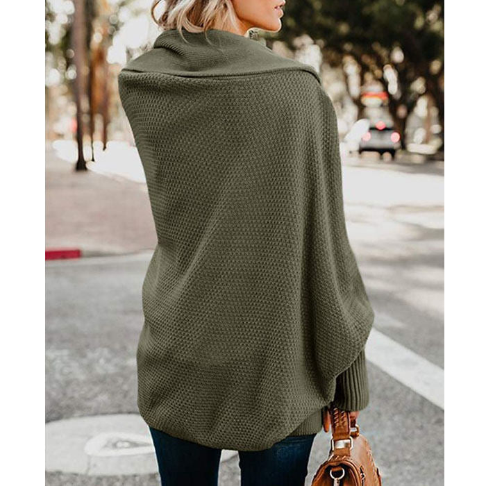 Beakey Women's Batwing Knitted Oversized Slouchy Solid Cardigan Sweater Knit Outwear-Pea Green