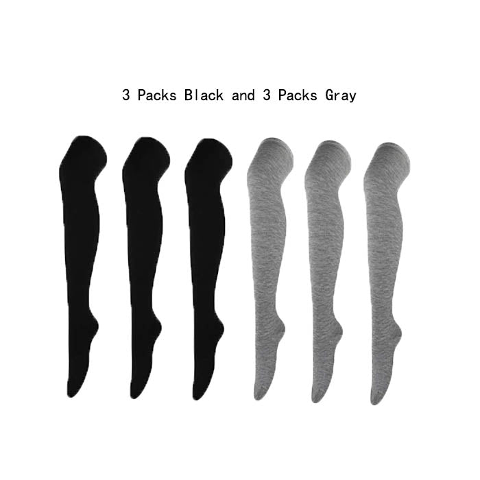 Beakey 6 Packs E Womens Long Solid Color Socks Over Knee Thigh High Socks Warm Stocking