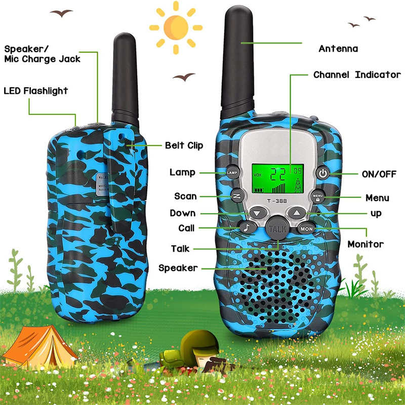 Beakey 3 Pcs Kids Walkie Talkies with Flashlight Radio Distance 3000m